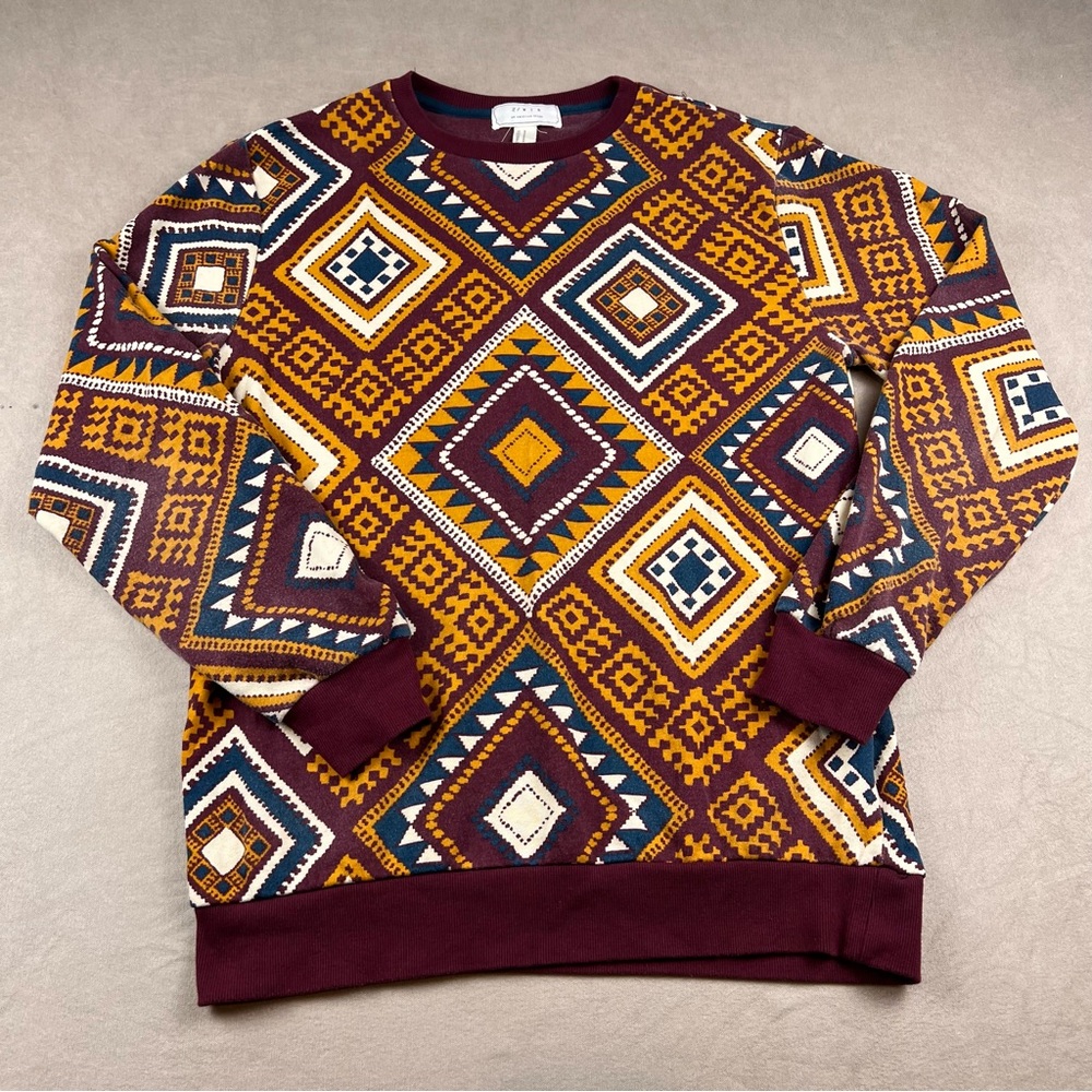 21men Maroon, Mustard & Navy Geometric Crewneck Sweater